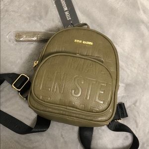 Steve Madden olive logo mini backpack